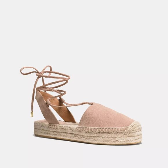 Coach Rita Espadrille Flats | Beachwood Suede Upper with Jute Platform - Picture 2 of 4